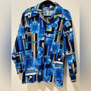 Vintage Polyester Sears (Hawaiian Fashions) Aloha Shirt - Blue